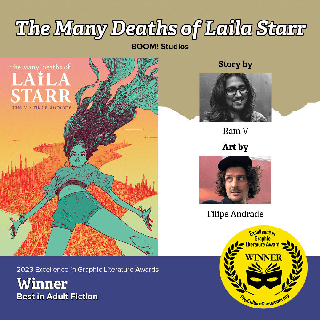 Excellence in Graphic Literature Awards best in Adult Fiction - The Many Deaths of Laila Starr 