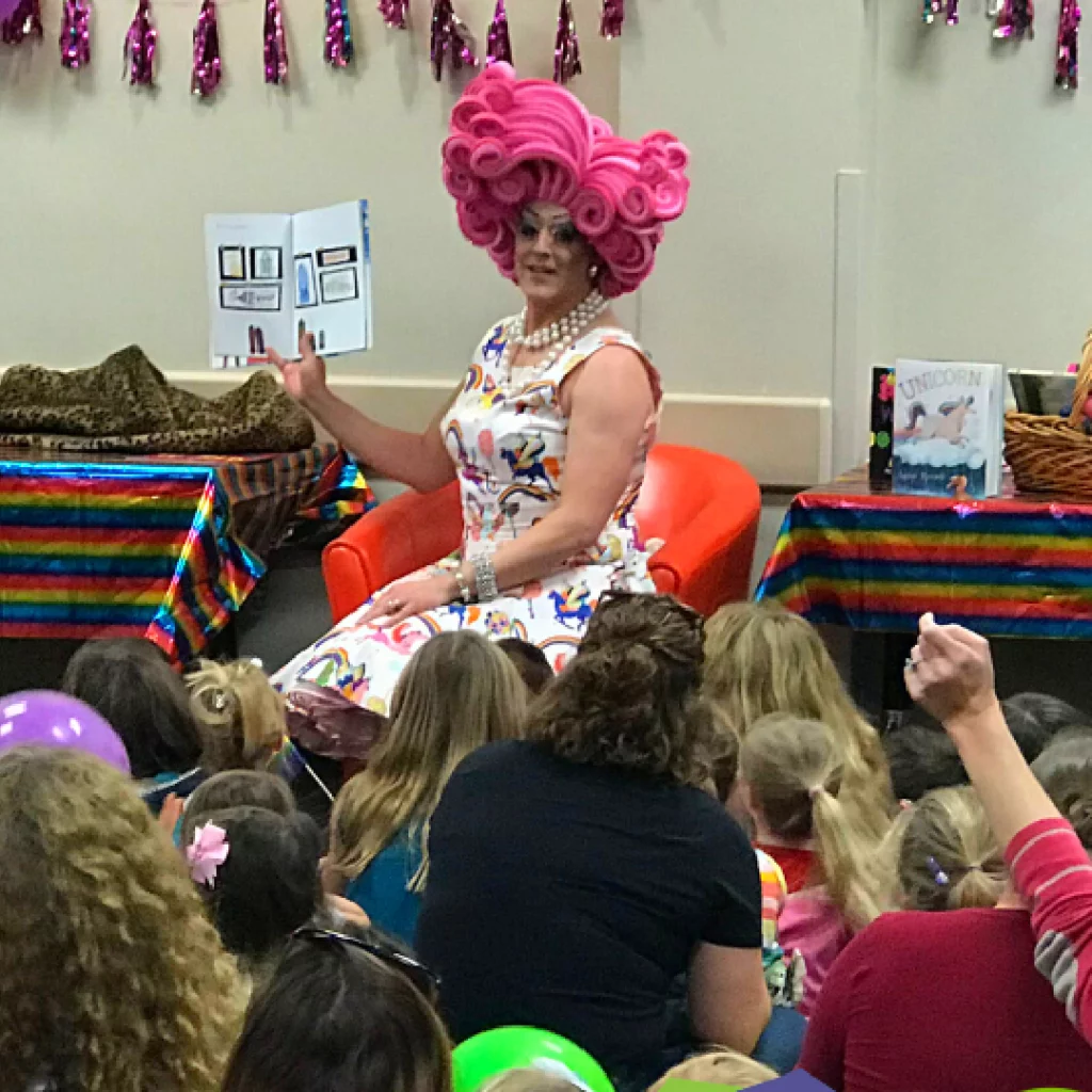 Drag Queen Storytime with beloved local family entertainer Shirley Delta Blow.