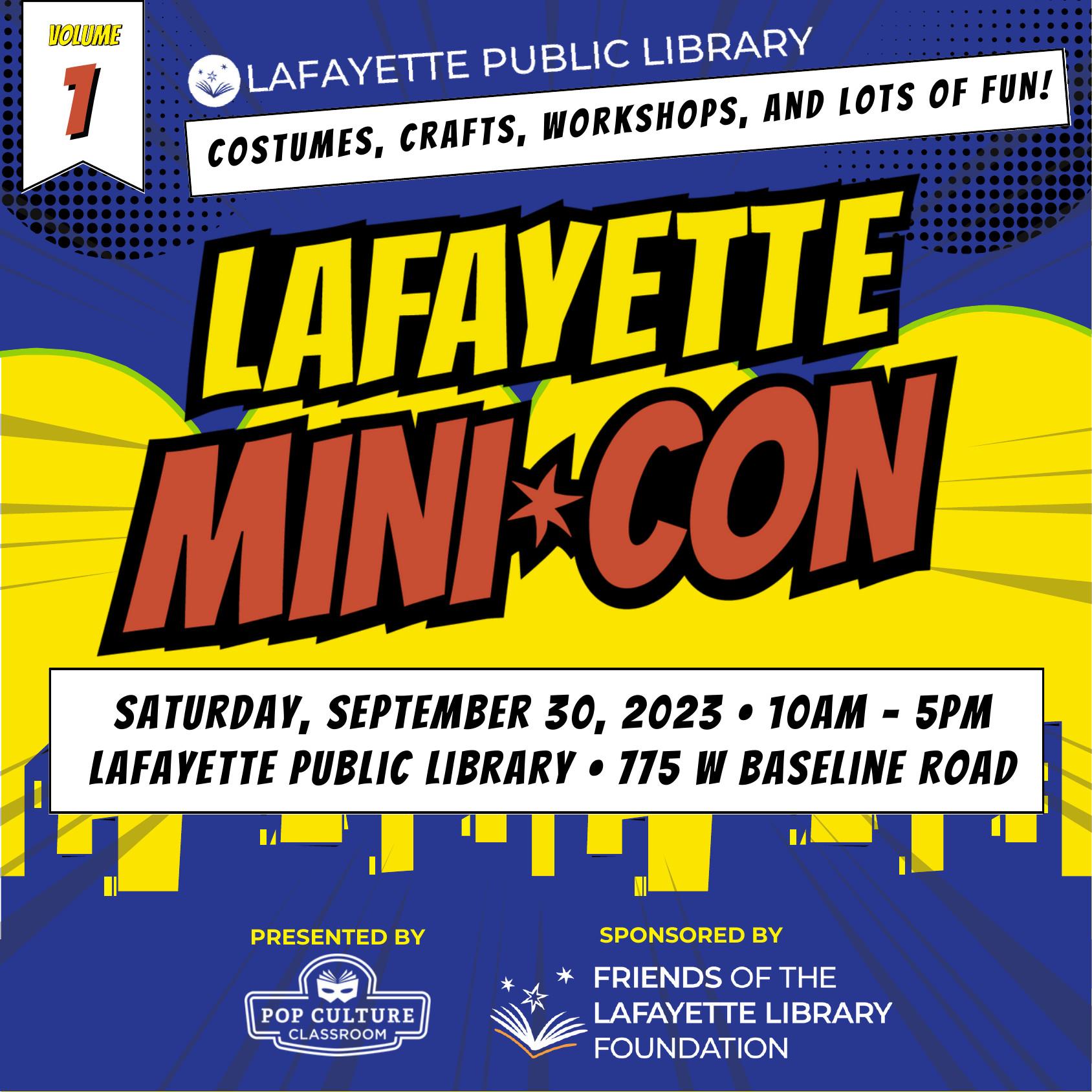 Lafayette Mini-Con, Sept 30, Lafayette Public Library